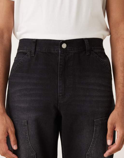 Vaqueros de corte recto con lavado negro y detalles estilo carpintero de ASOS DESIGN, 4 de 5