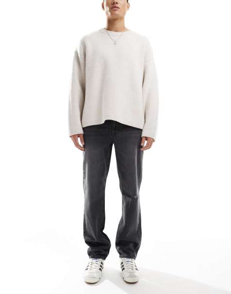 Vaqueros de corte recto con lavado negro y diseño rasgado de ASOS DESIGN - view 1