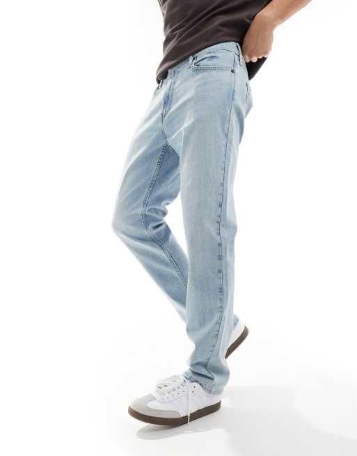 Vaqueros de corte recto slim con lavado azul claro de Hollister