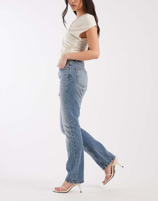 Vaqueros de corte recto slim y talle alto con lavado envejecido de ASOS DESIGN , 2 de 5