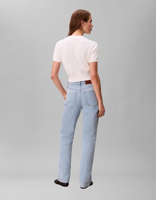 Vaqueros de corte recto y talle alto con lavado claro de Calvin Klein Jeans, 2 de 5