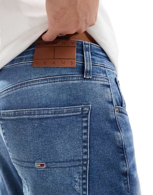 Vaqueros de corte slim con lavado medio y diseño rasgado Scanton de Tommy Jeans, 3 de 5