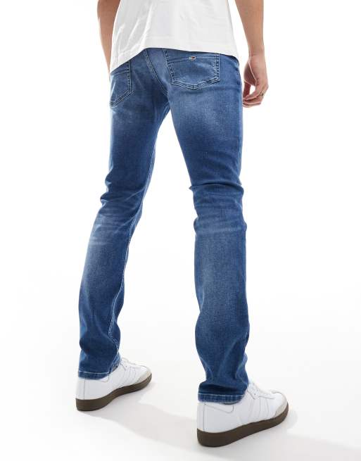 Vaqueros de corte slim con lavado medio y diseño rasgado Scanton de Tommy Jeans, 4 de 5