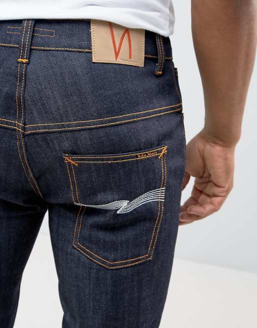 Vaqueros de corte slim de tejido orgánico seco Thin Finn de Nudie Jeans Co, 3 de 4