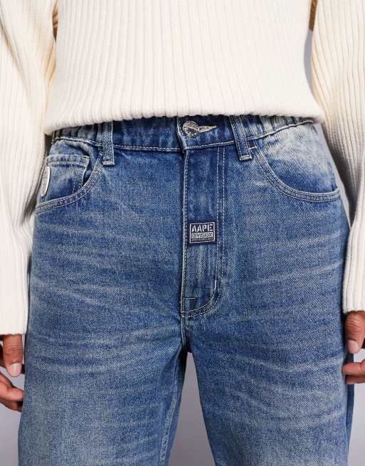 Vaqueros de corte suelto con lavado azul envejecido de Aape By A Bathing Ape®, 4 de 5