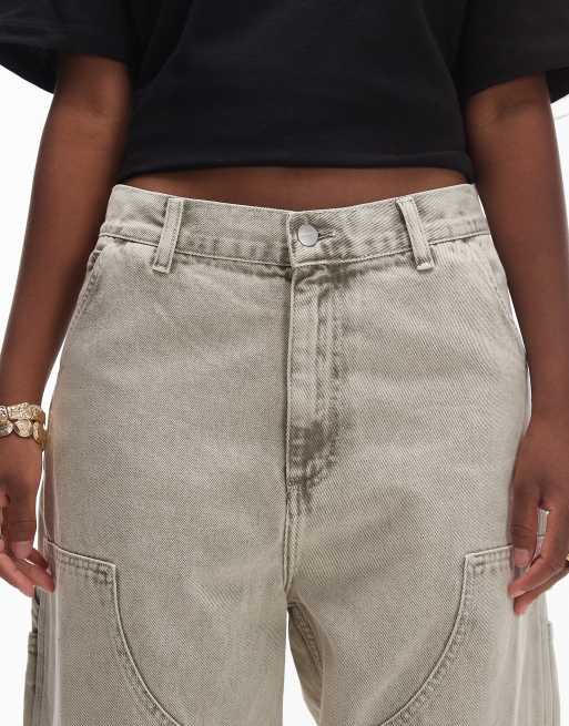 Vaqueros de corte suelto con lavado gris tiza Brandon Double Knee de Carhartt WIP, 4 de 5