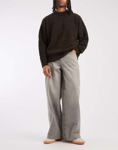 Vaqueros de corte suelto con lavado gris y panel lateral de ASOS DESIGN - view 1