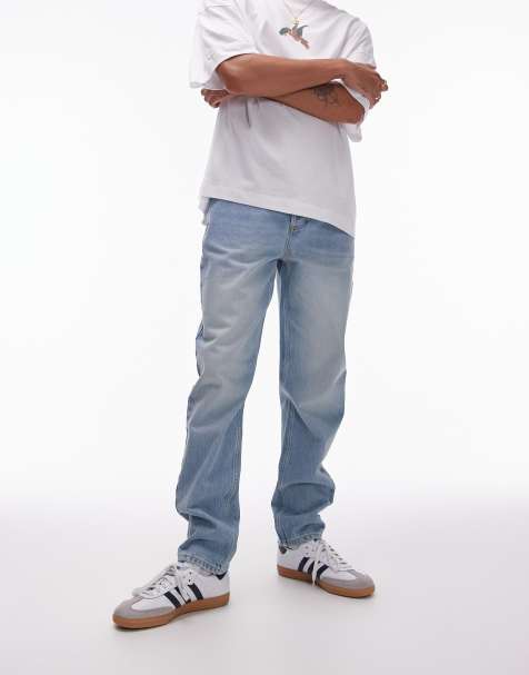 Vaqueros de corte tapered con lavado azul claro tintado de Topman - view 1
