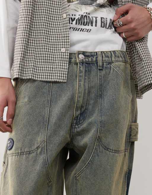 Vaqueros de estilo carpintero y corte suelto con lavado envejecido de AAPE BY A BATHING APE®, 5 de 5