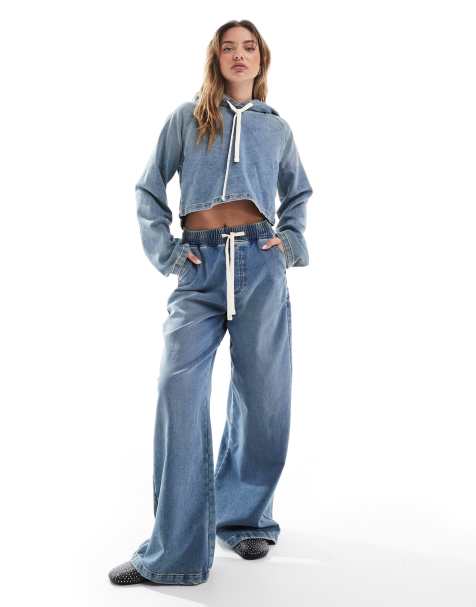 Vaqueros de pernera ancha con lavado azul medio de ASOS DESIGN (parte de un conjunto) - view 1