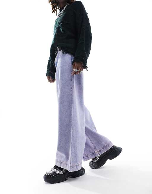 Vaqueros de pernera muy ancha con lavado ácido morado de ASOS DESIGN
