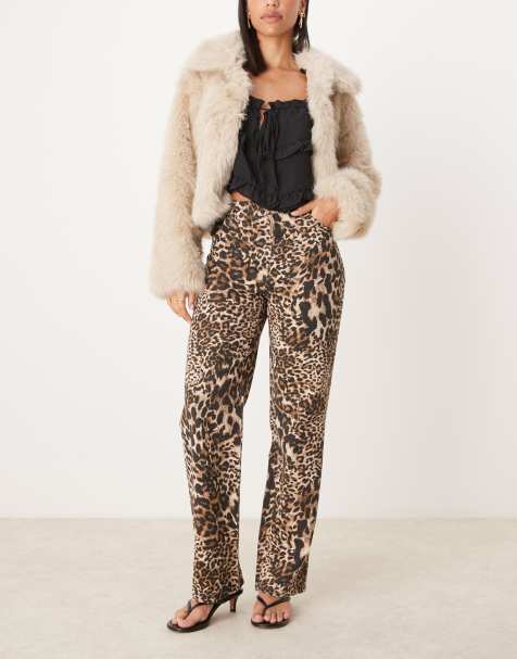 Vaqueros de pernera recta con estampado de leopardo y detalle de bolsillo de encaje exclusivos de The Frolic - view 1