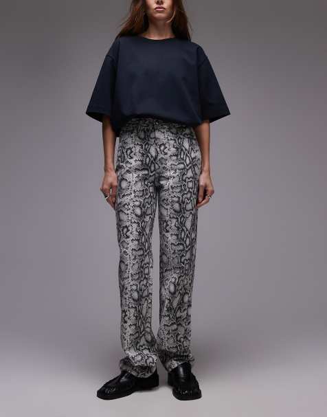 Vaqueros de talle alto y corte recto con estampado de serpiente Kort de Topshop - view 1