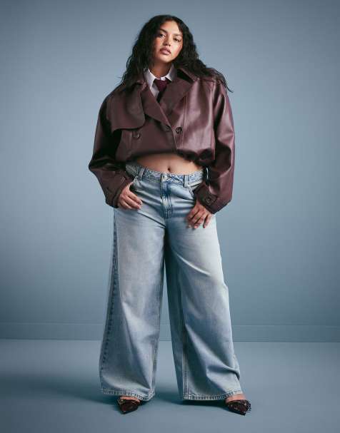 Vaqueros de talle alto y pernera ancha con lavado vintage de ASOS DESIGN Curve - view 1