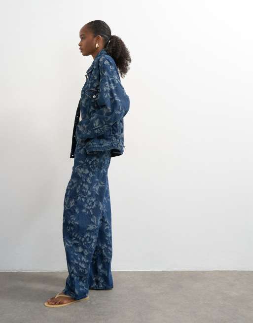 Vaqueros de talle medio con patrón floral de jacquard Barrel de Topshop, 2 de 8