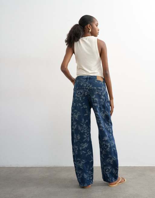 Vaqueros de talle medio con patrón floral de jacquard Barrel de Topshop, 5 de 8