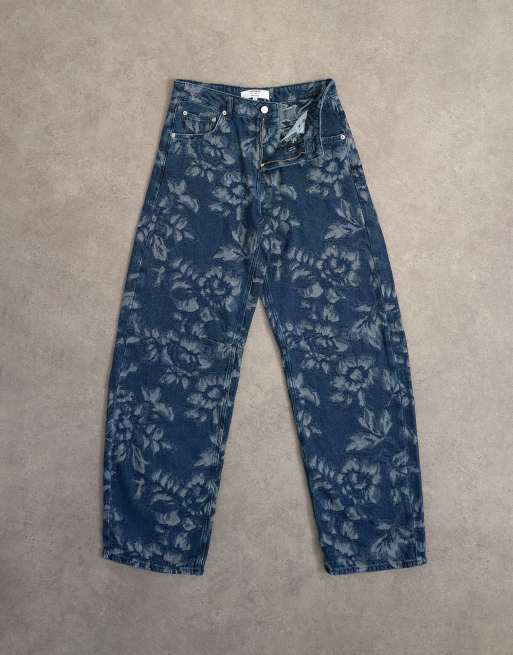 Vaqueros de talle medio con patrón floral de jacquard Barrel de Topshop, 7 de 8