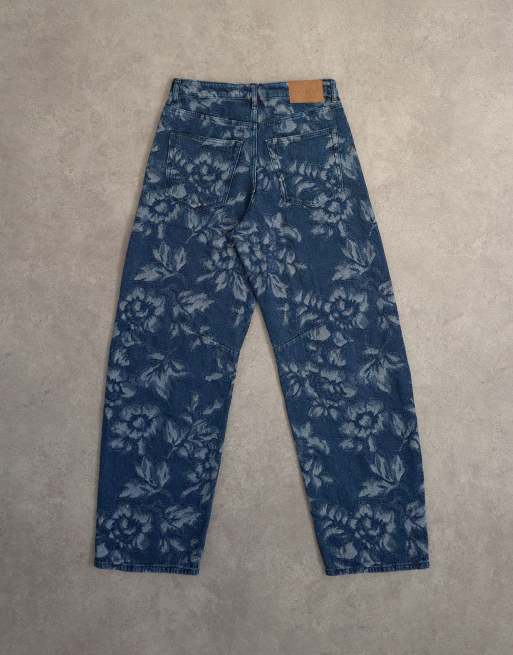 Vaqueros de talle medio con patrón floral de jacquard Barrel de Topshop, 8 de 8