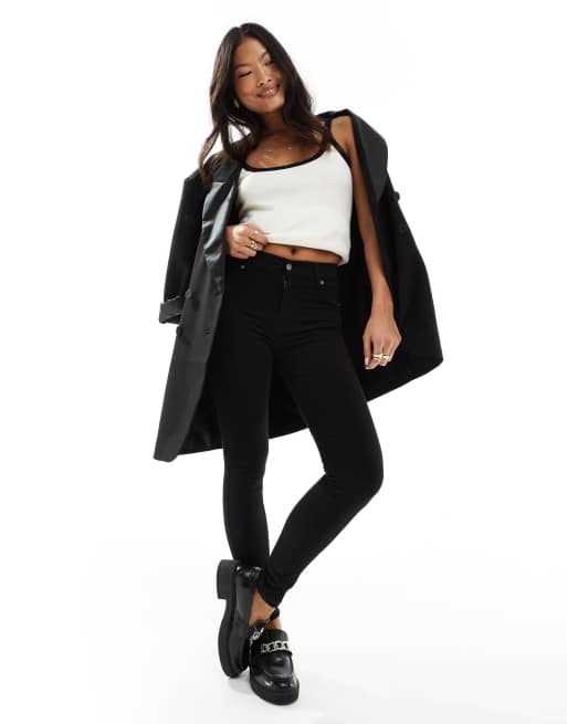 Vaqueros de talle medio y corte superpitillo con lavado negro pulcro Plenty de Dr Denim Petite, 4 de 5