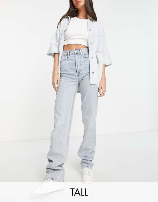Vaqueros descoloridos de corte recto Kort de Topshop Tall 