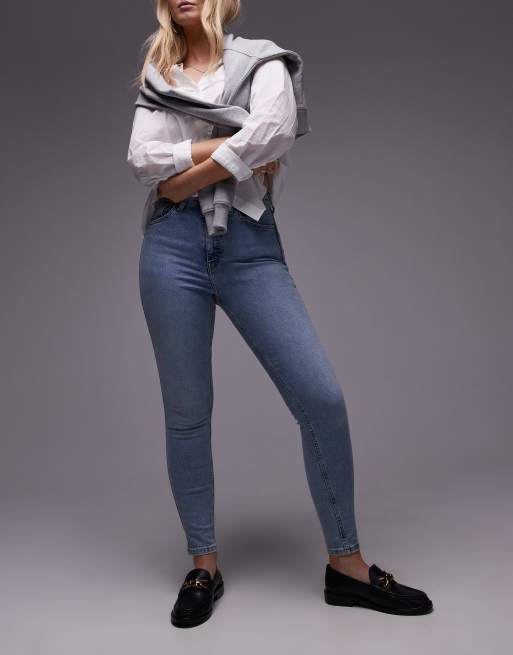 Vaqueros descoloridos de talle alto y corte pitillo Jamie de Topshop Hourglass