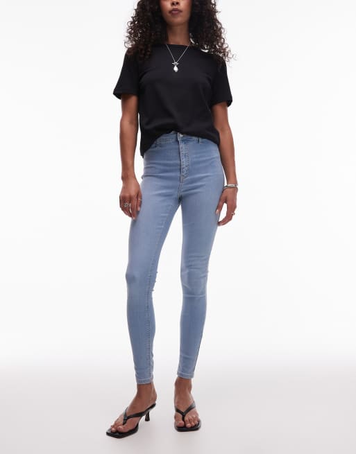 Vaqueros descoloridos de talle alto y corte superpitillo Joni de Topshop