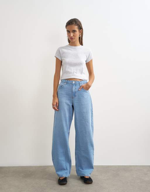 Vaqueros descoloridos de talle medio Barrel de Topshop
