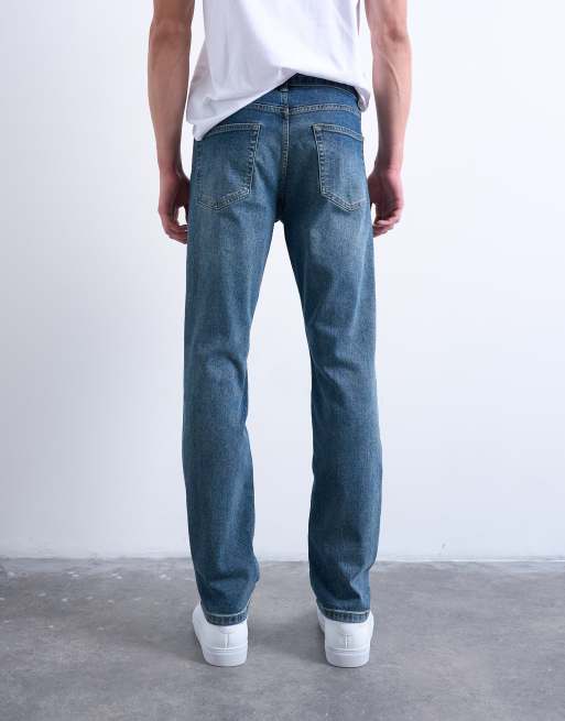 Vaqueros elásticos de corte slim con lavado medio de Topman, 4 de 7