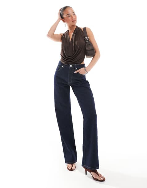 Vaqueros elásticos de pernera recta cómoda con acabado enjuagado de ASOS DESIGN - view 1