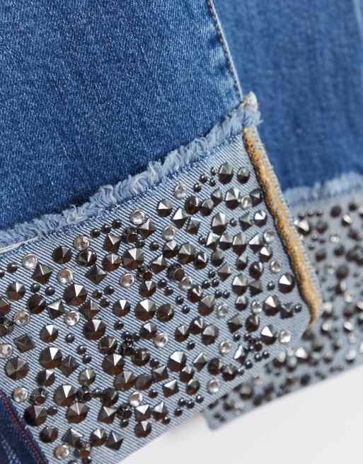 Vaqueros de talle alto con puño de lentejuelas en de Alice & Olivia Jeans | ASOS