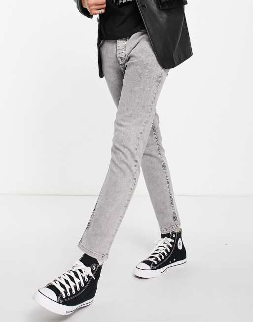 Vaqueros gris ácido de corte tapered de Topman 