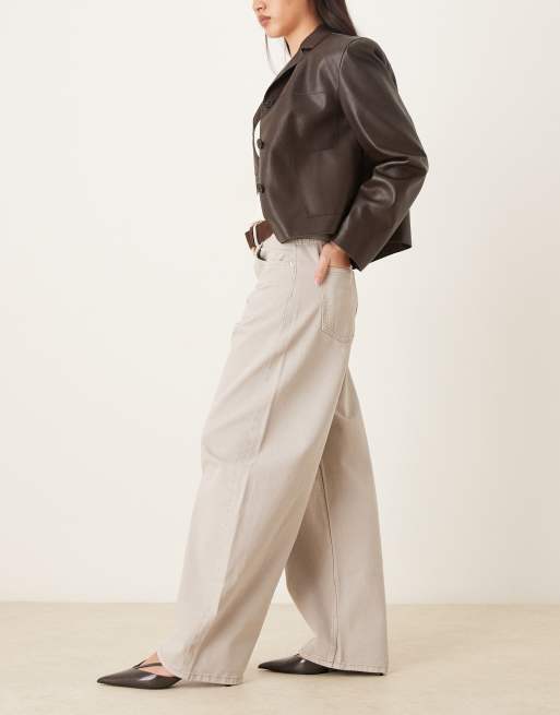 Vaqueros gris cemento de pernera barrel y talle alto de ASOS DESIGN, 2 de 5