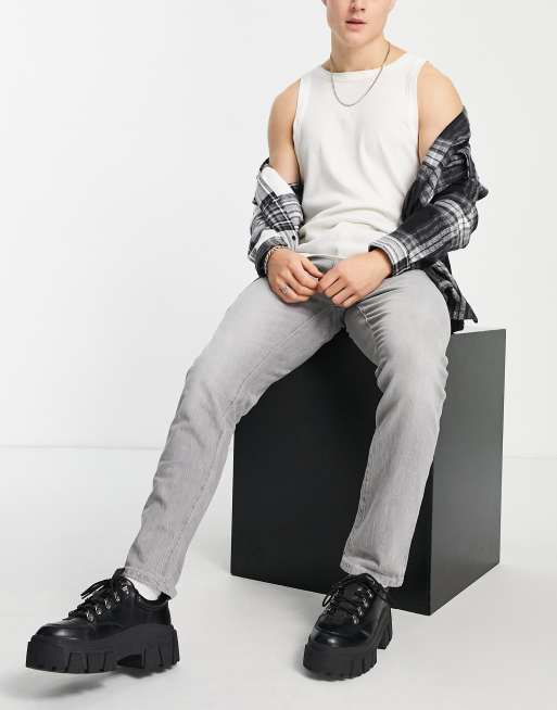 Vaqueros gris claro de corte slim de Topman 