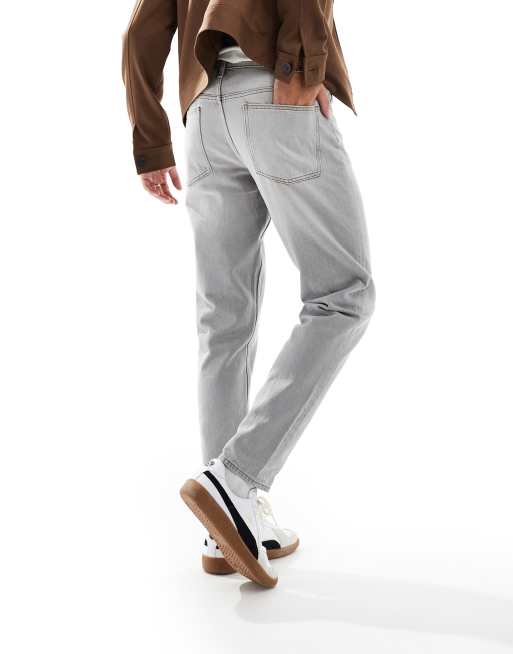 Vaqueros gris claro de corte tapered de ASOS DESIGN
