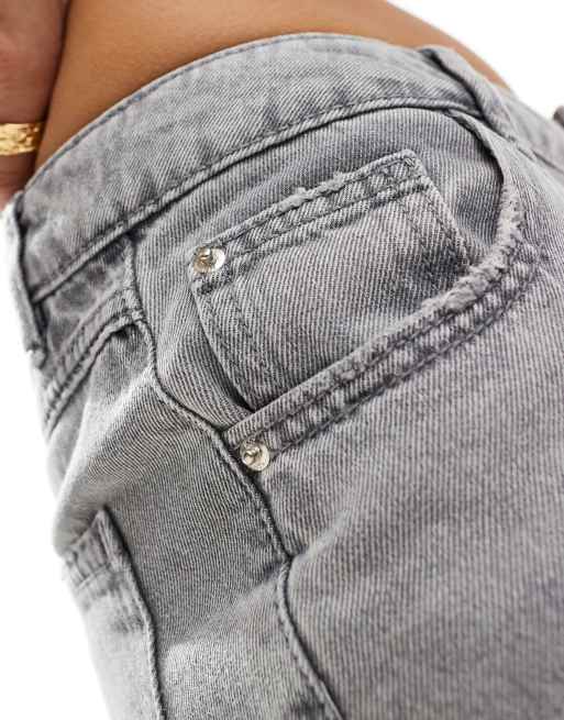Vaqueros gris claro lavado de pernera ancha y talle bajo de Pimkie, 3 de 5