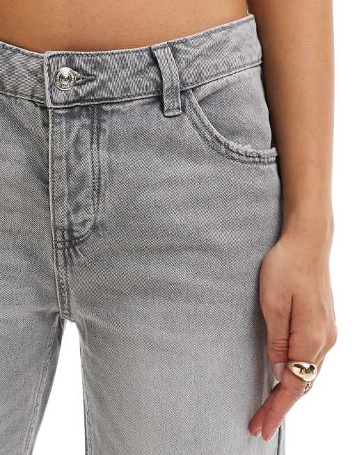 Vaqueros gris claro lavado de pernera ancha y talle bajo de Pimkie, 5 de 5