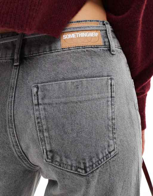 Vaqueros gris lavado de pernera ancha y talle medio Corpcore de Something New, 3 de 5