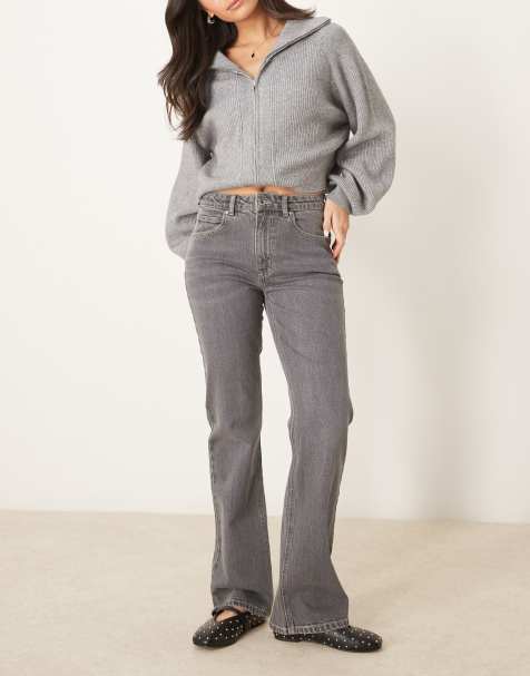 Vaqueros gris lavado elásticos de corte bootcut y talle medio de Gina Tricot - view 1
