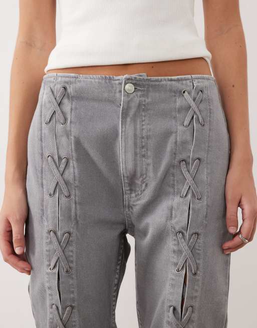Vaqueros grises de corte recto estilo años 90 con cordones de ASOS DESIGN (parte de un conjunto), 5 de 5
