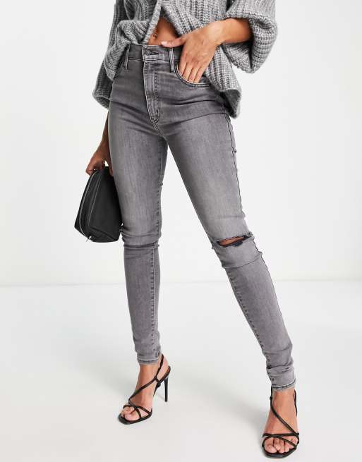 Vaqueros grises de corte superpitillo y talle muy alto Mile High de Levi's