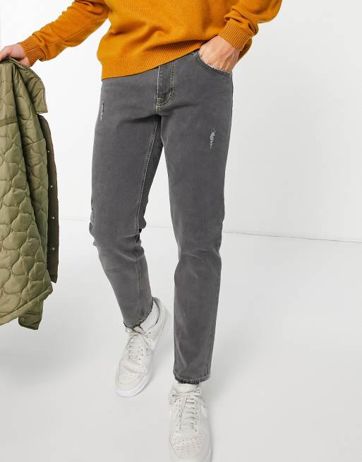 Vaqueros grises de corte tapered de ASOS DESIGN