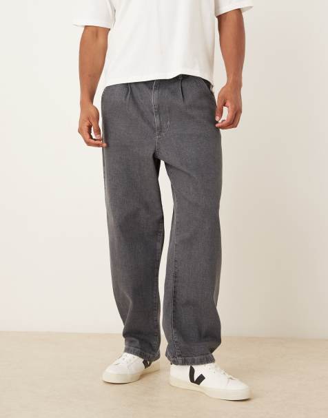 Vaqueros grises de corte tapered holgado de ASOS DESIGN (parte de un conjunto) - view 1