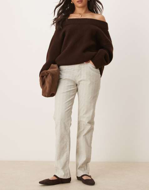 Vaqueros grises de pernera recta con patrón de espiga flocado de ASOS DESIGN - view 1