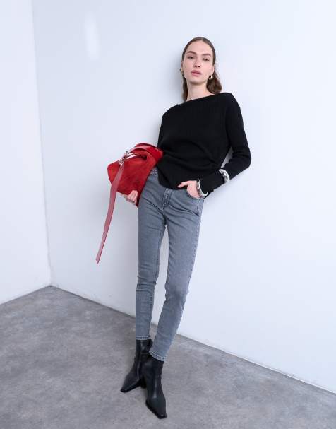 Vaqueros grises de talle alto y corte pitillo Jamie de Topshop - view 1