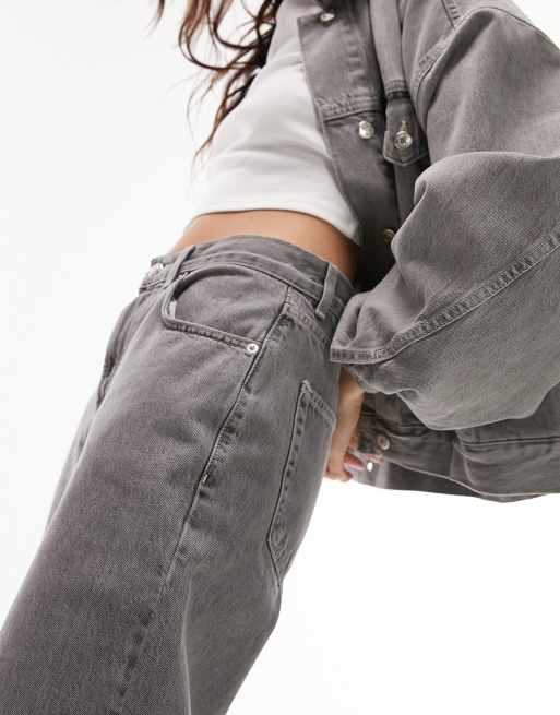 Vaqueros grises de talle bajo y estilo años 90 de Topshop, 5 de 5