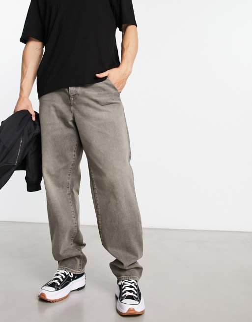 Vaqueros grises holgados con detalle tipo carpintero de ASOS DESIGN
