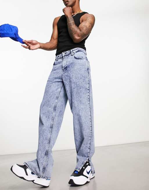 Vaqueros holgados con abertura en el bajo y lavado estilo años 80 de ASOS DESIGN 