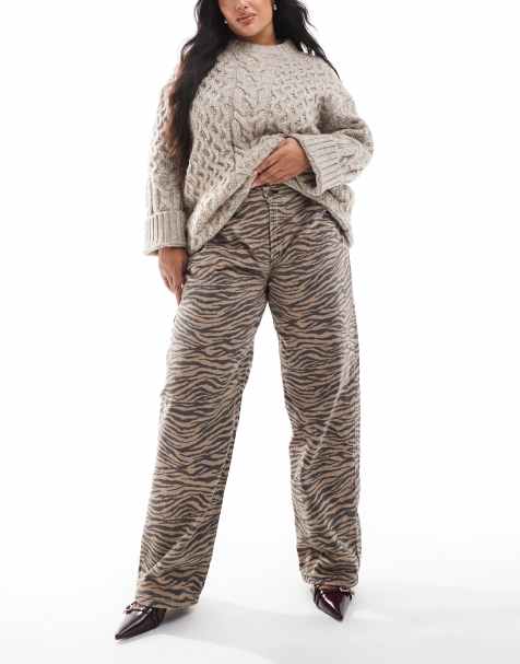 Vaqueros holgados con estampado de tigre de ASOS DESIGN Curve - view 1