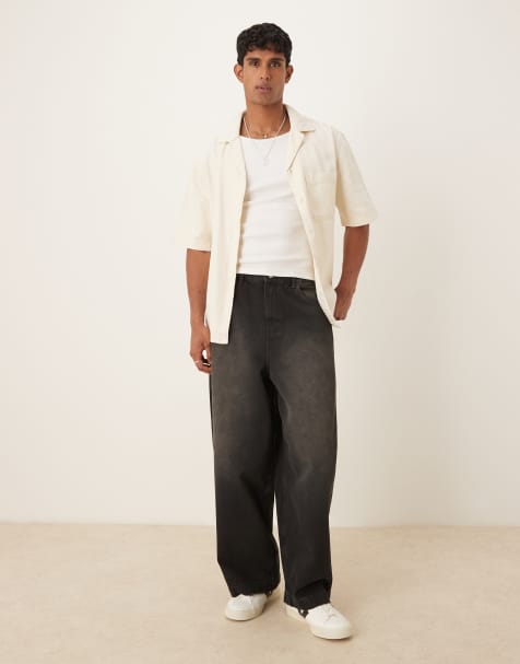 Vaqueros marrón lavado de corte holgado extragrande de ASOS DESIGN - view 1