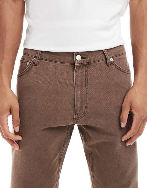 Vaqueros marrón lavado de corte recto de ASOS DESIGN, 5 de 5